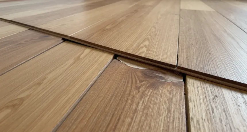 Hardwood floorboards cupping from moisture underneath