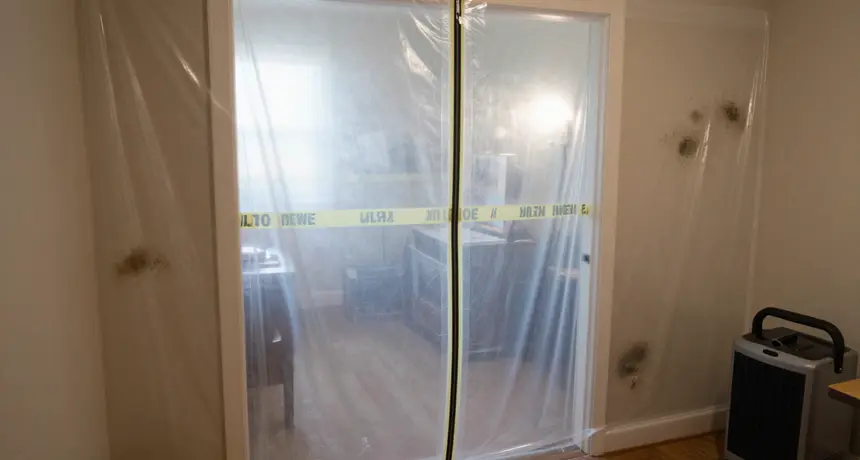 Mold remediation containment built with poly sheeting