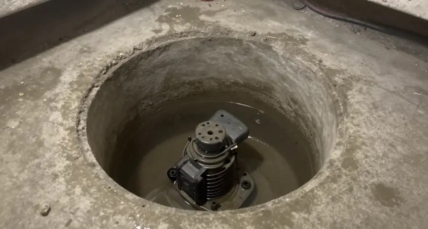 Sump pit and pump inspected after a failure